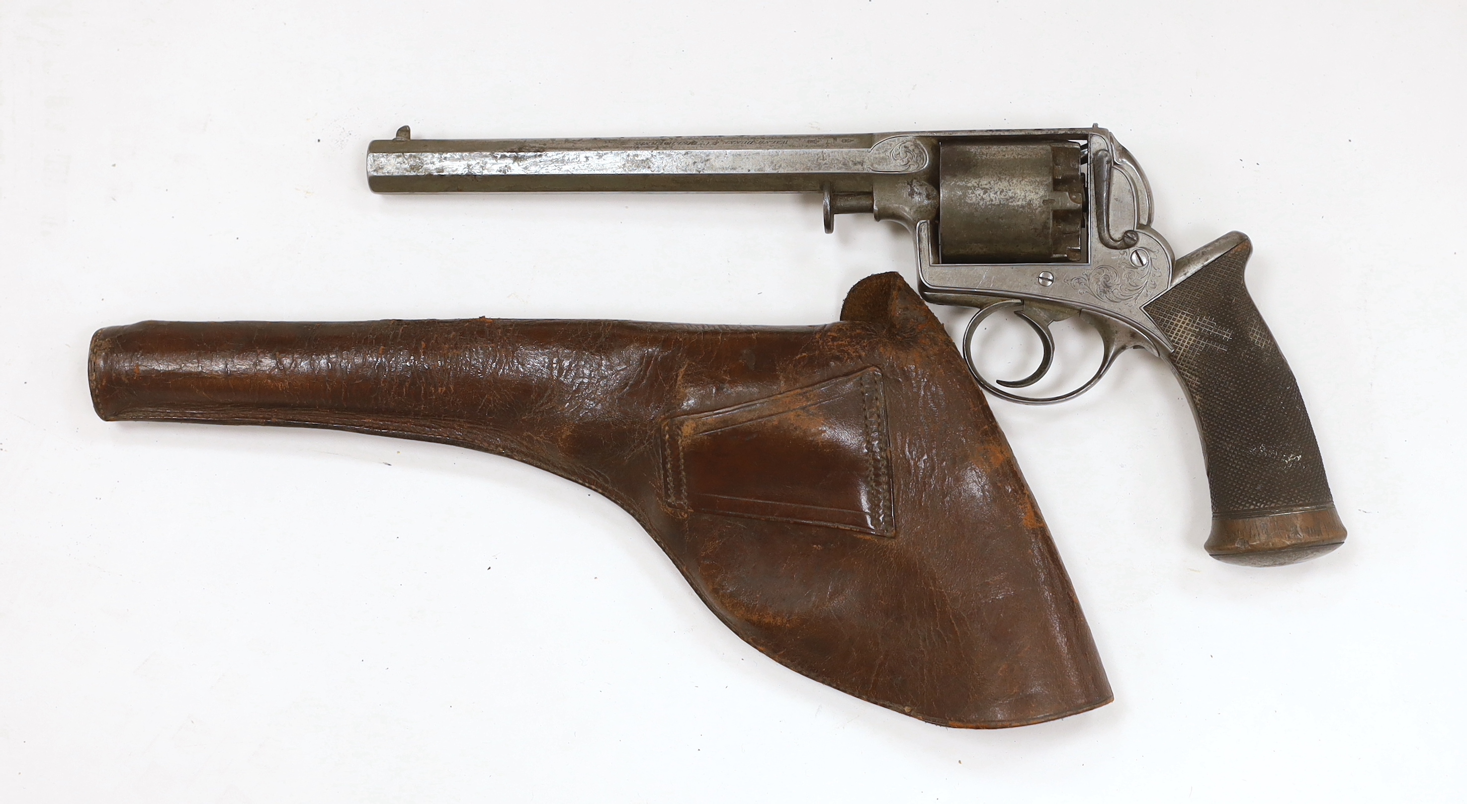 A five shot 38 bore model 1851 self-cocking percussion Dragoon revolver, engraved Deane Adams & Deane, 30 King William Street, London Bridge